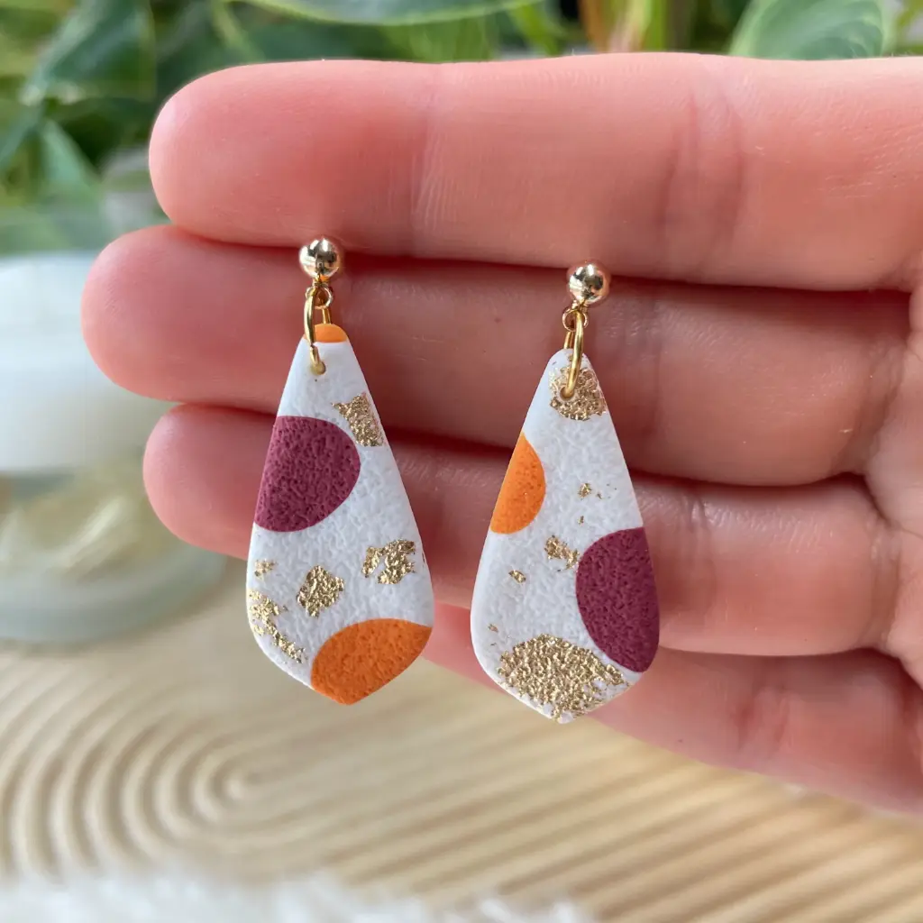 Boucles Points Orange et Prune n°6