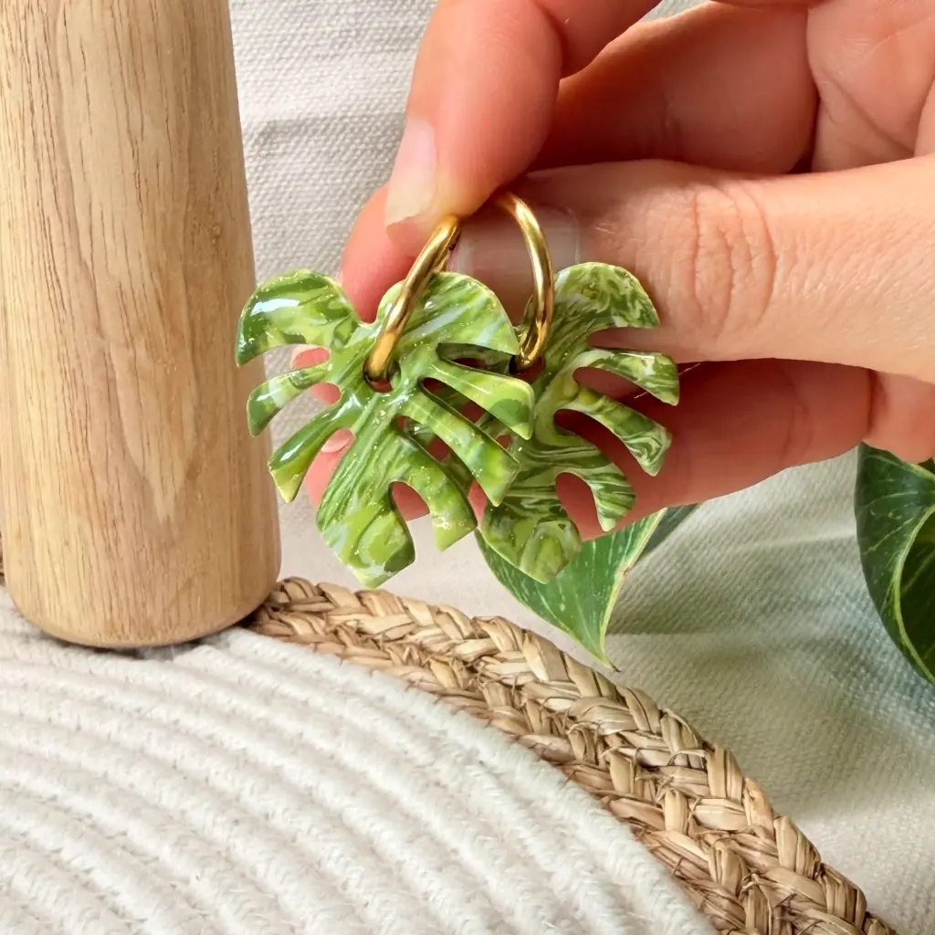 Collection Canopée : Créoles Monstera 