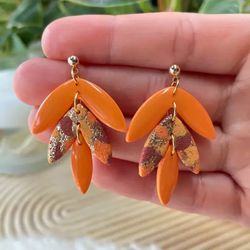 Boucles Orange Marron et Or n°1