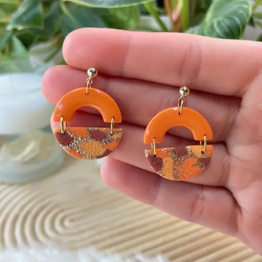 Boucles Orange Marron et Or n°2