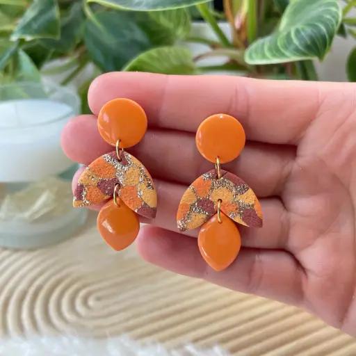 Boucles Orange Marron et Or n°3