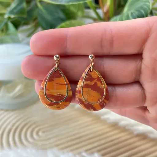 Boucles Orange Marron et Or n°4