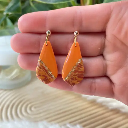 Boucles Orange Marron et Or n°6