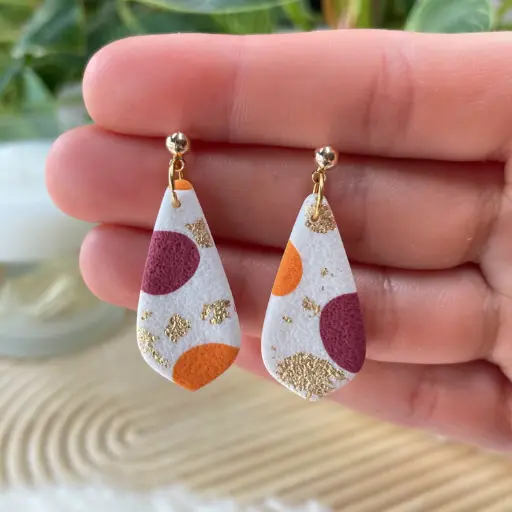 Boucles Points Orange et Prune n°6
