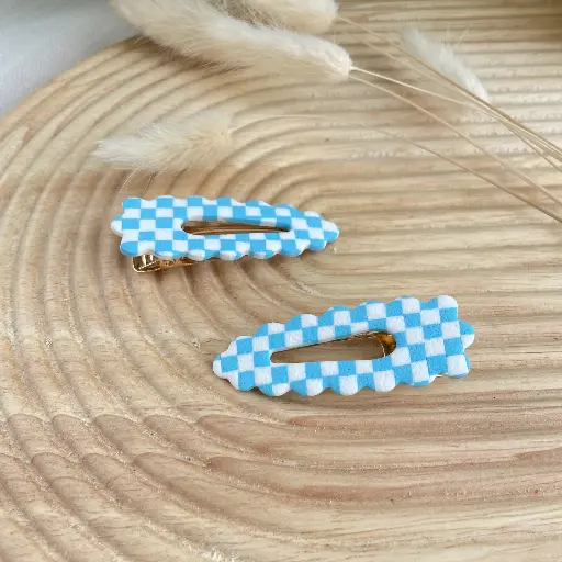 Barrette Carreau Bleu