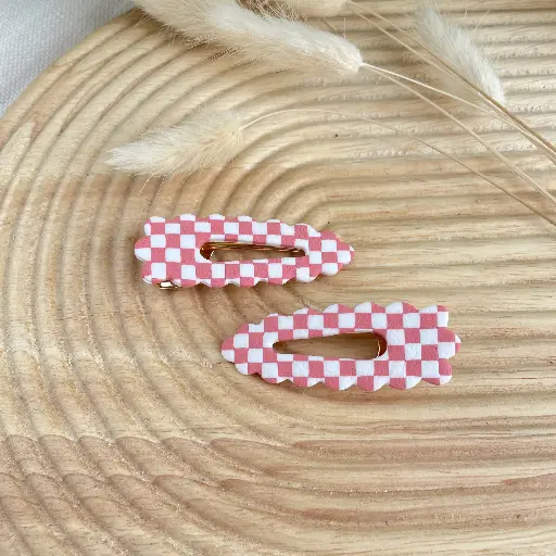 Barrette Carreau Rose